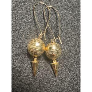 Aztec Pierced Earrings Gold Tone Dangle